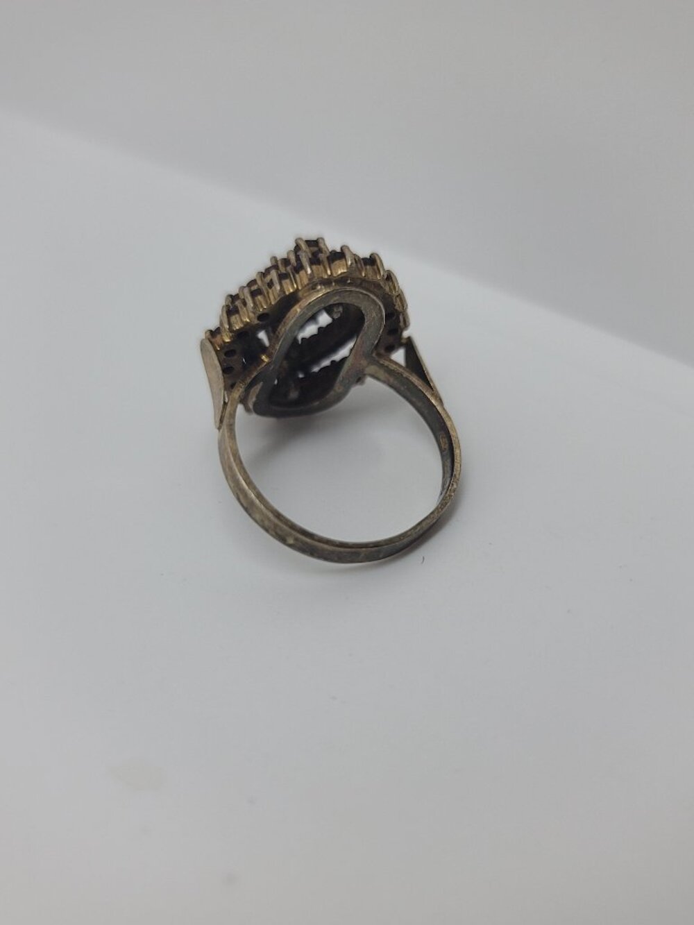Antique Edwardian Sterling & Bohemian Garnet Cluster Ring - Picture 5 of 6